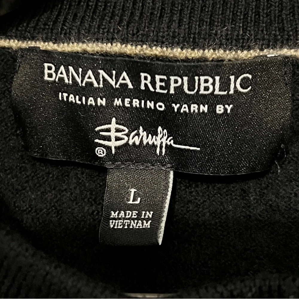 BANANA REPUBLIC Men's Black Cento Italian Merino Wool Crewneck Sweater Size L